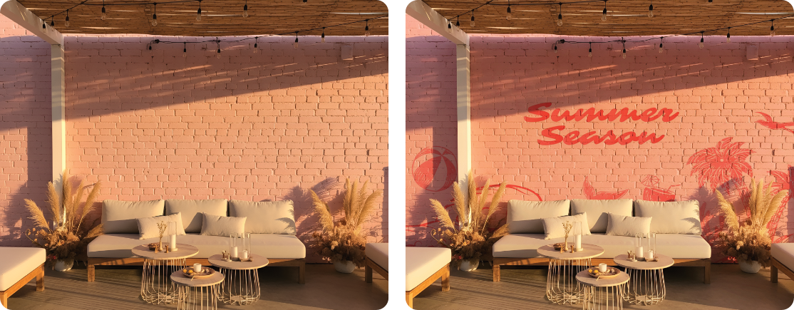 Outdoor Lounge Clinker Brick Wall Typography Mural for Social Spaces
